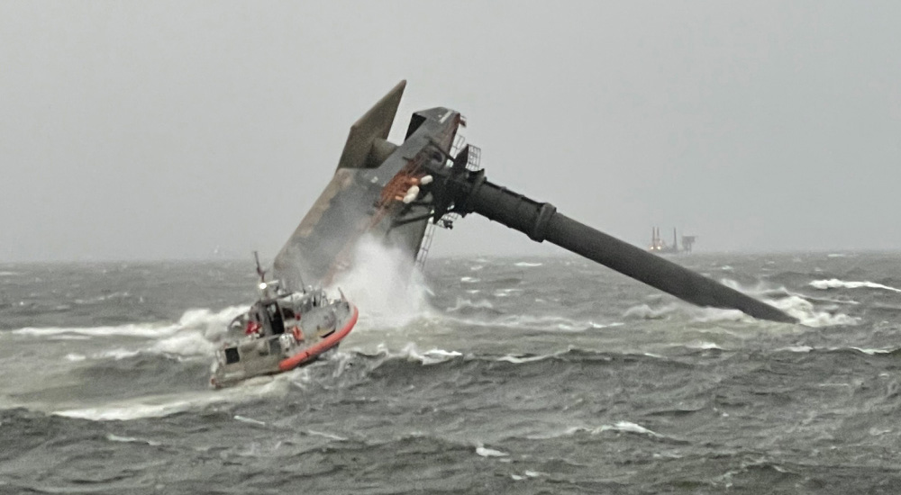capsized boat in gulf